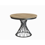 Stół rozkładany okrągły LORENZO 100–138 cm – loftowy design, czarne nogi, blat dąb craft biały